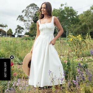 Nordstrom Petal & Pup White Maxi Sundress with Square Neck